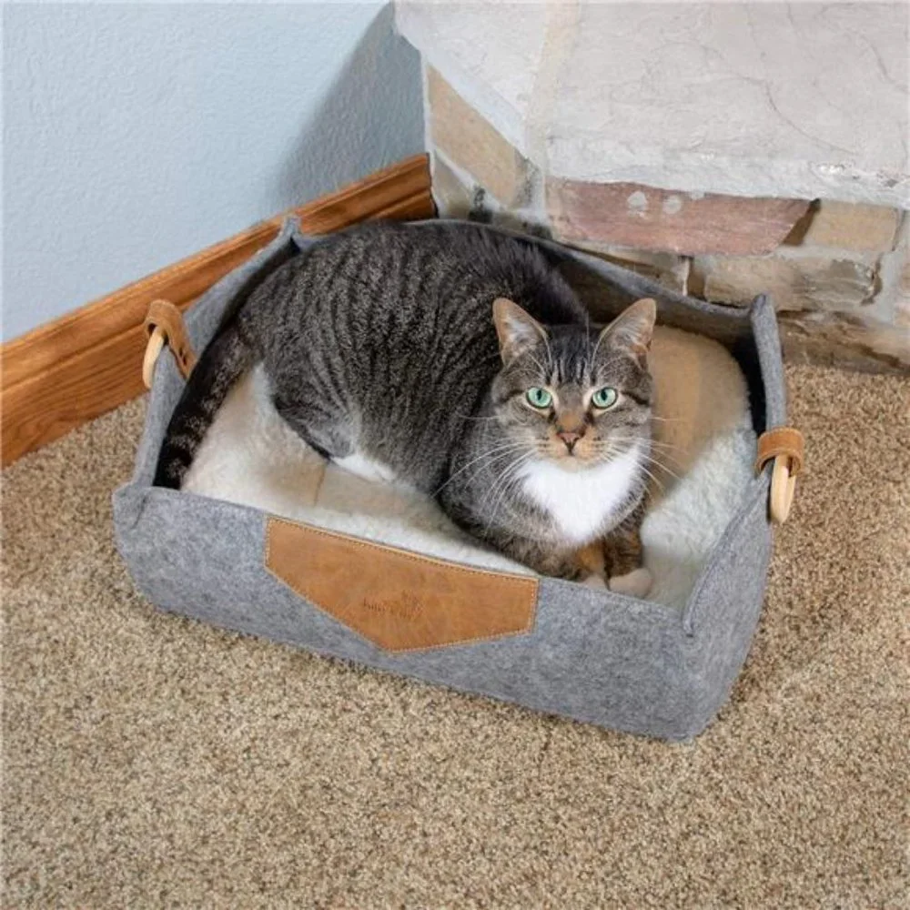 Kitty City Felt Lounge Sleeper Bed, Warm and Cozy cat Bed, Gray